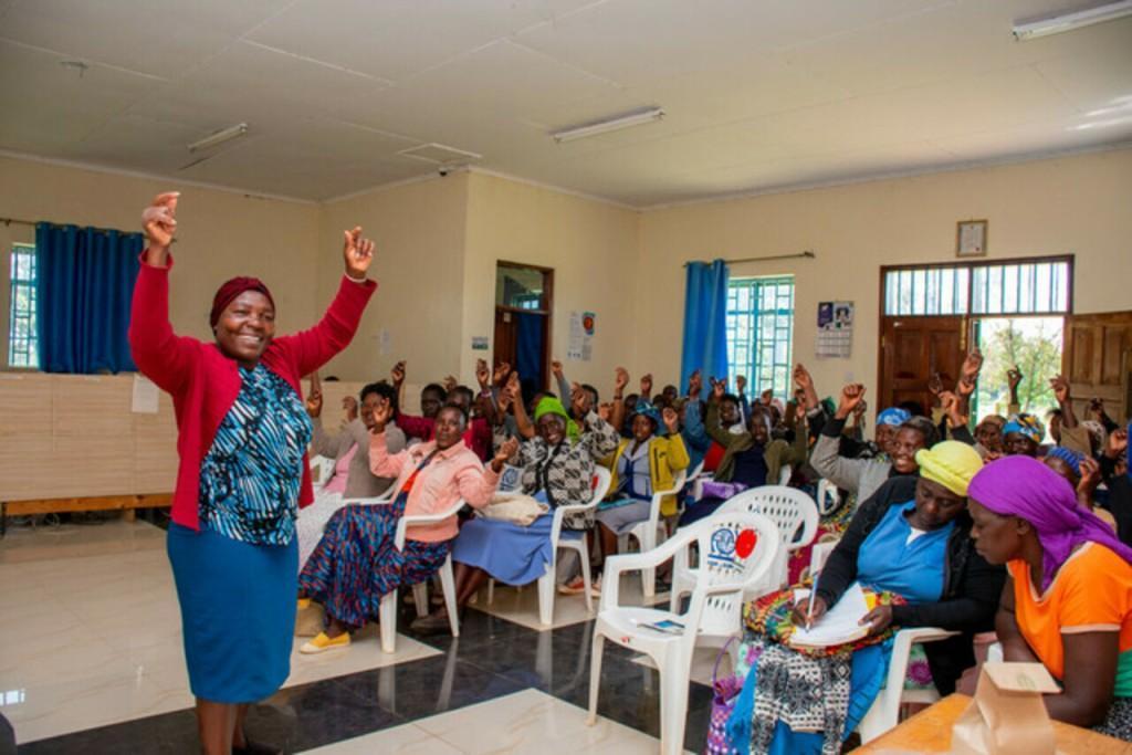 Women farmers taking part in a training session